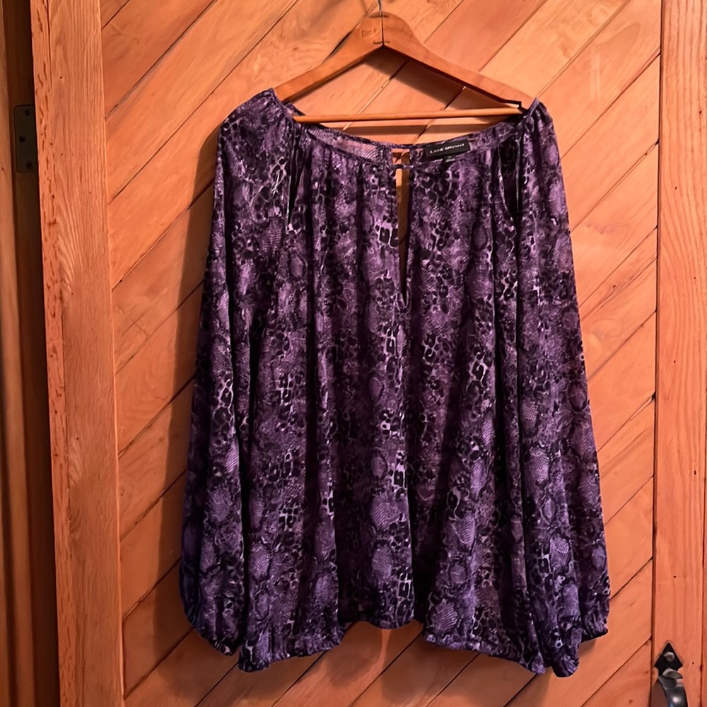 Lane Bryant purple snake skin print top
